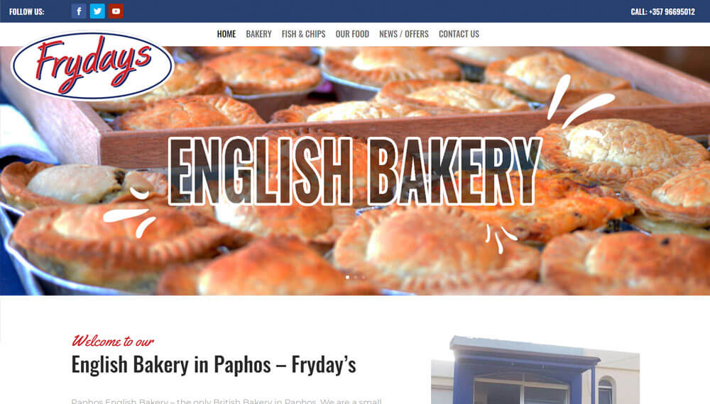 Cyprus Web Design latest build - Paphos English Bakery Website