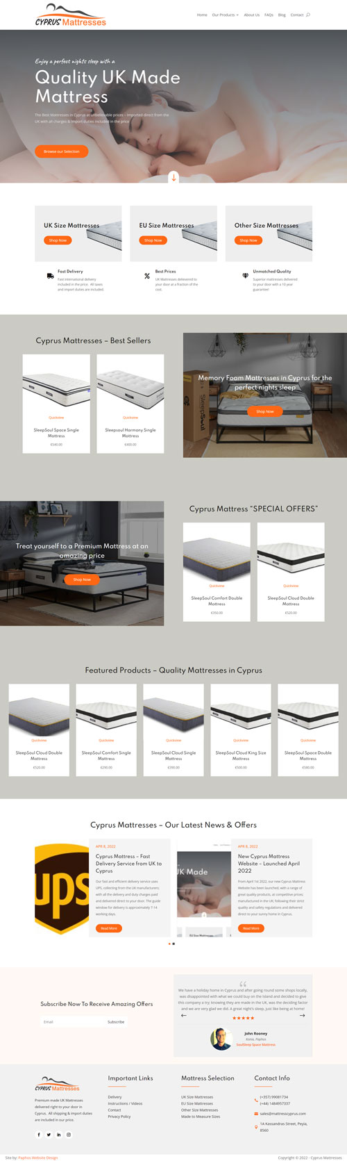 Cyprus Web Design - Cyprus Mattresses New Website