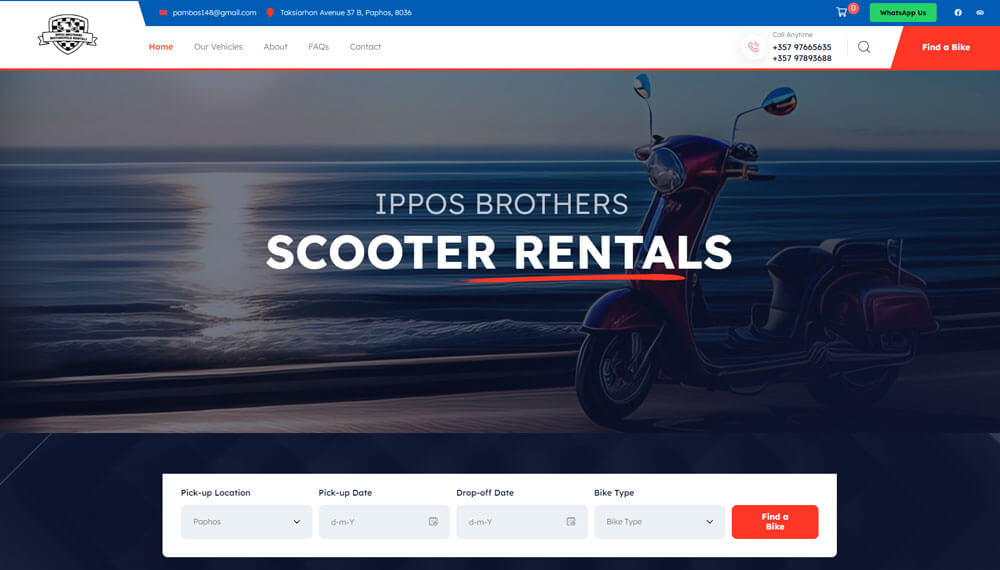 Web Design Paphos – Ippos Brothers Motorcycle Rentals