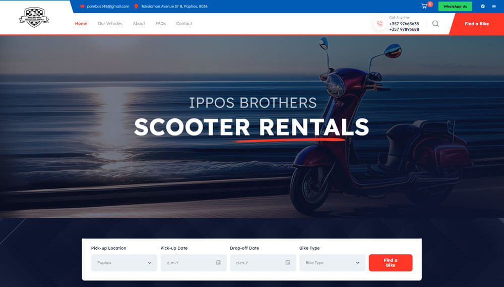 Paphos Website Design - Ippos Brothers Motorcycle Rentals Paphos