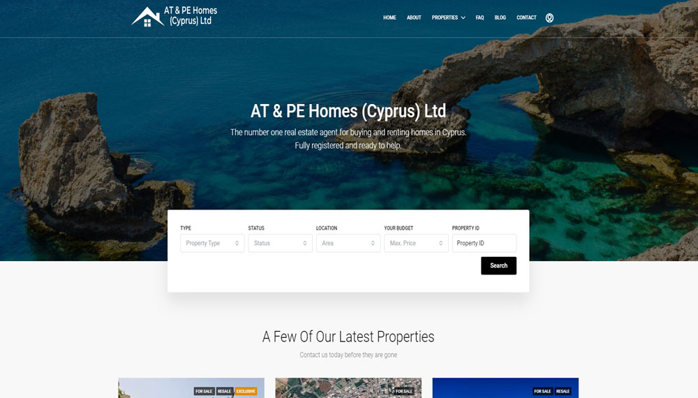 Paphos Web Design - New website for ATPE Homes Cyprus - Home Page